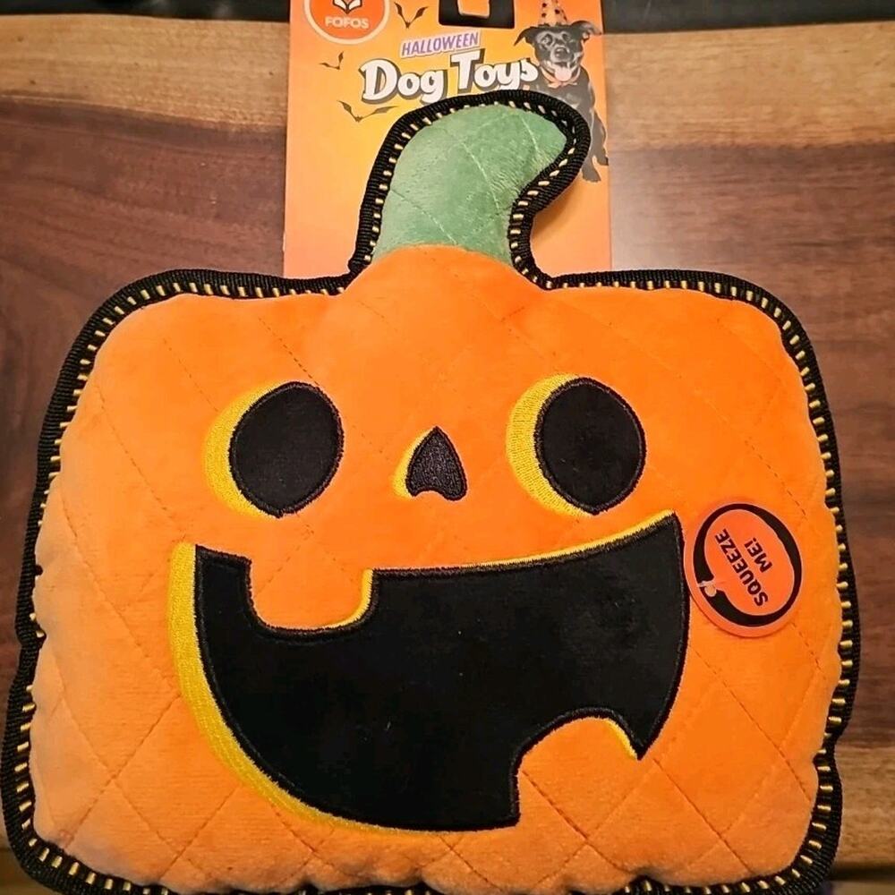 Halloween Dog Toy Plush Pumpkin Squeaker Fofos